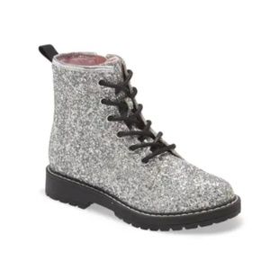 Steve Madden Kids' Bettyy Lace-up Boot, silver, size 3